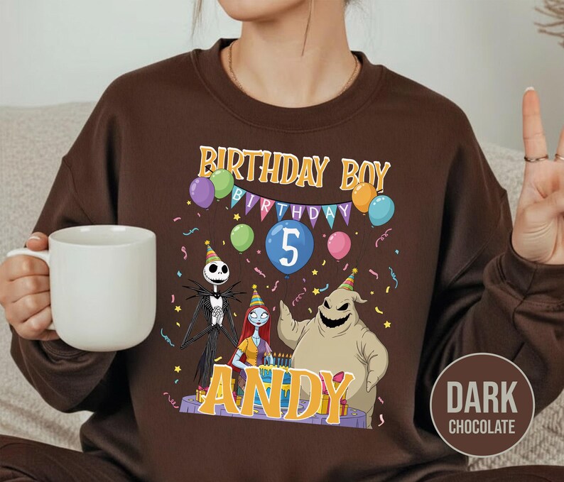 Personalized Nightmare Before Christmas Birthday Sweatshirt, Jack Skellington 5th Birthday Andy Sweatshirt, Disney Halloween Shirt JCPB06-2 bild 16
