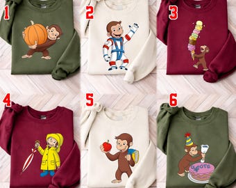 Curious George SweatShirt, Curious George Family Matching SweatShirt,Curious George Matching Birthday Party Shirt, Birthday Shirt D2OA04