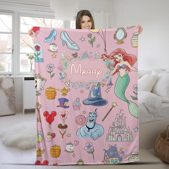 Custom Mickey & friends Disney Characters blanket, Toy Story Princess Blanket, Disney blanket, Birthday Girl Boy gift blanket G5OP08