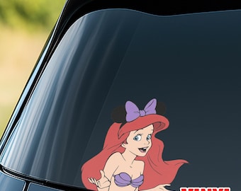 Calcomanías de vinilo impermeables para parachoques de Ariel Peeker Peeking para ventana de coche - Disney La Sirenita - Pack de pegatinas G5SY11-9