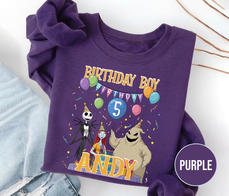 Personalized Nightmare Before Christmas Birthday Sweatshirt, Jack Skellington 5th Birthday Andy Sweatshirt, Disney Halloween Shirt JCPB06-2 bild 5