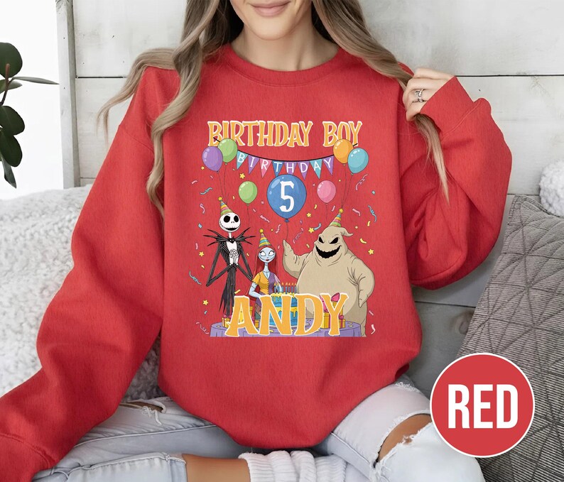 Personalized Nightmare Before Christmas Birthday Sweatshirt, Jack Skellington 5th Birthday Andy Sweatshirt, Disney Halloween Shirt JCPB06-2 bild 13