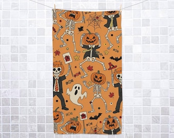 Toalla de manos con esqueleto sutil, divertida y espeluznante imagen de Trump para Halloween, ideal para cocina o baño, fiestas, truco o trato, estilo otoñal BZI201