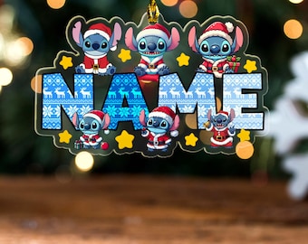Personalized Disney Stitch Movie Christmas Ornament, Custom Name Lio Stitch Christmas Tree Ornament, Kids Name Christmas Gifts 2025 E2NW04