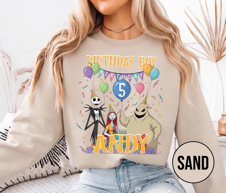 Personalized Nightmare Before Christmas Birthday Sweatshirt, Jack Skellington 5th Birthday Andy Sweatshirt, Disney Halloween Shirt JCPB06-2 bild 8