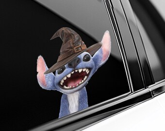 Funny Stitch Halloween Peeker Peeking Car Window Decals - Bumper Waterproof Vinyl Stickers - Lilo & Stitch D2I542