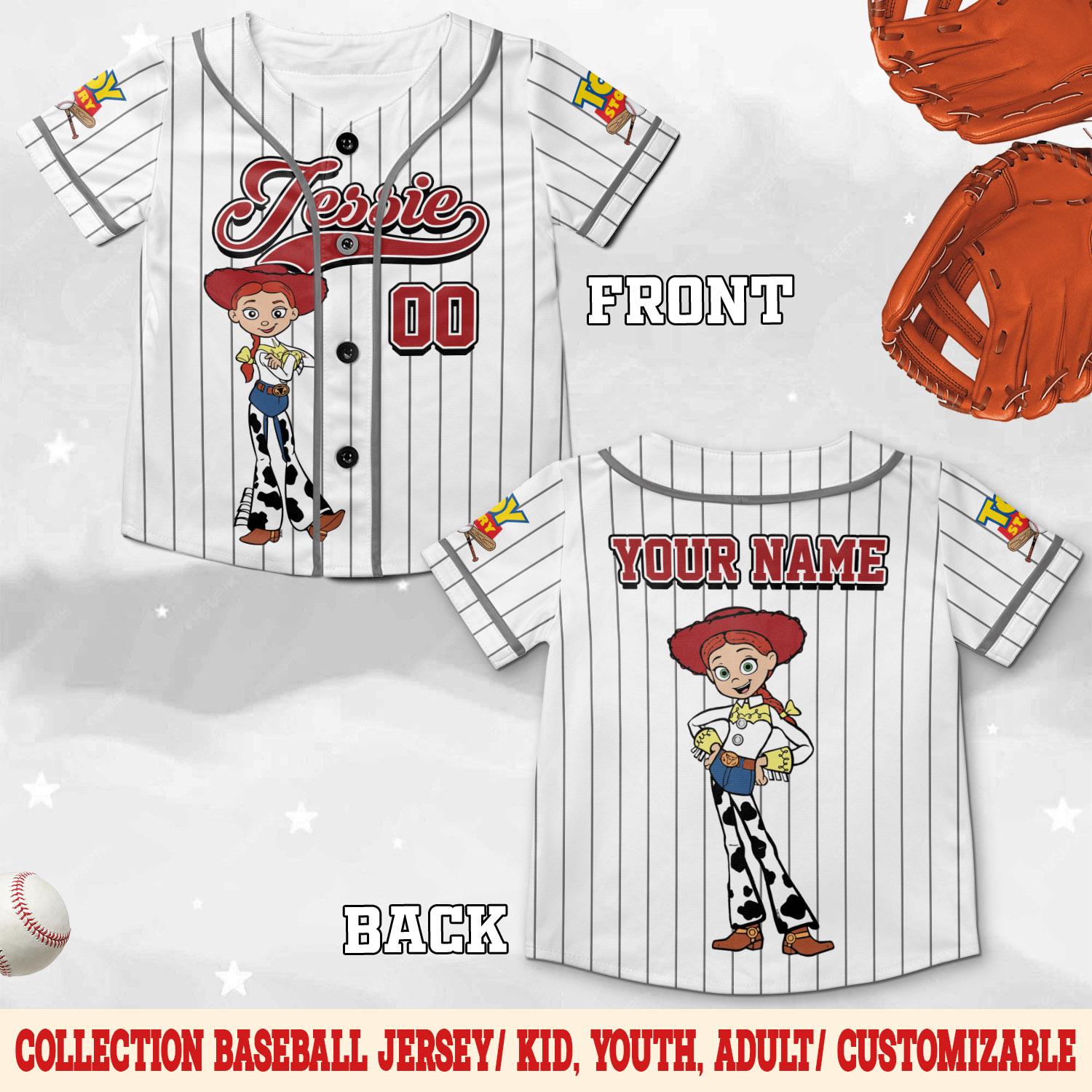 Discover Custom Jessi Toy Story Baseball Jersey, Personalized Disney Jersey for Kids & Adults, Vintage Team Outfit for Disney Fans