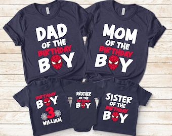 Personalized Family Matching Spiderman Birthday Shirt, Birthday Boy Family Shirts, Superhero Birthday Shirt, Birthday Boy Family E-27122210