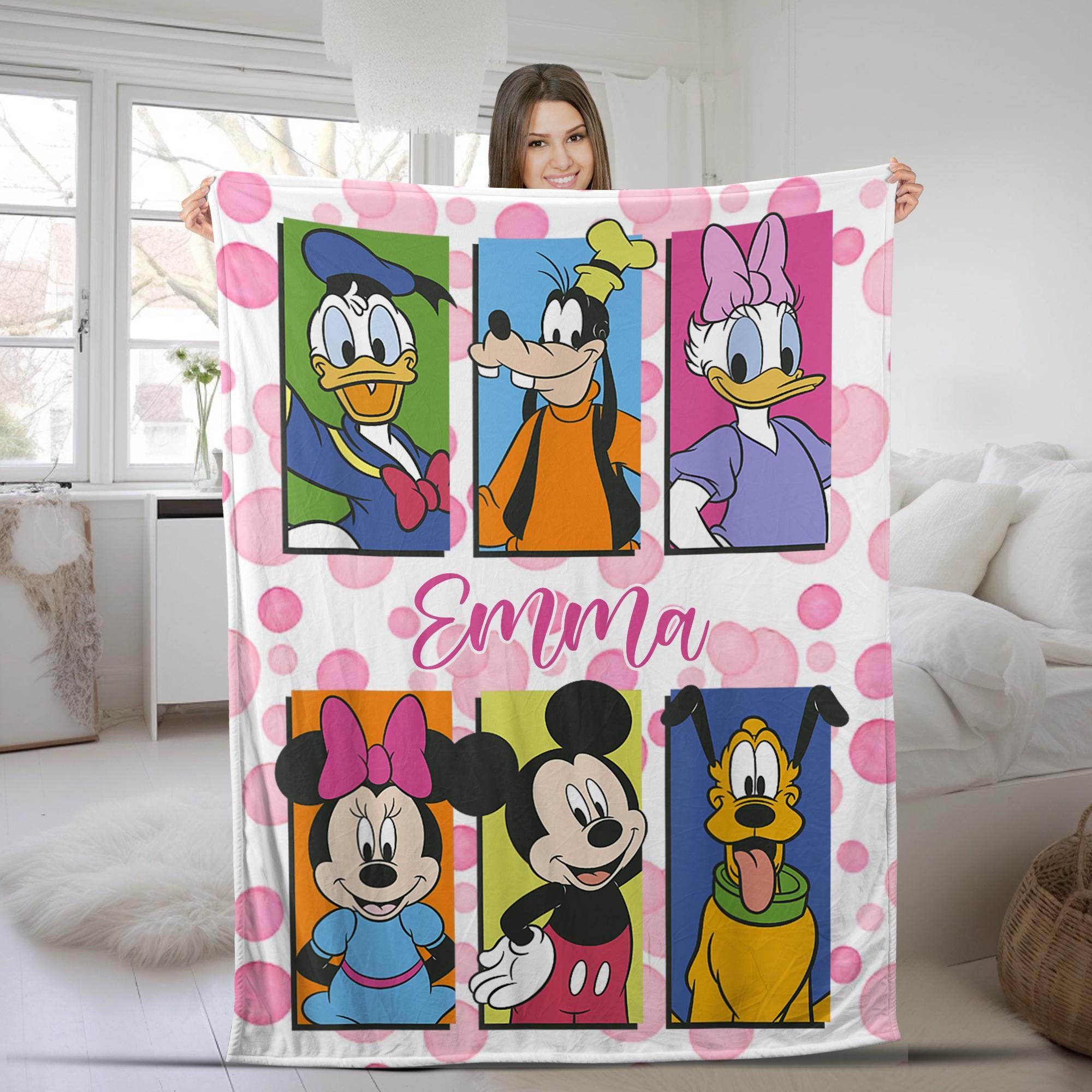 Discover Personalized Mickey and FriendsDisney Blanket, Custom Name WDW Disneyland Birthday Baby Blanket