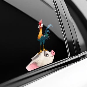 Hei Hei Pua Pua Peeker Sticker, Funny Moana Peeking Car Window Decal, Disney Moana Vinyl Sticker,Pack Stickers D2HK19