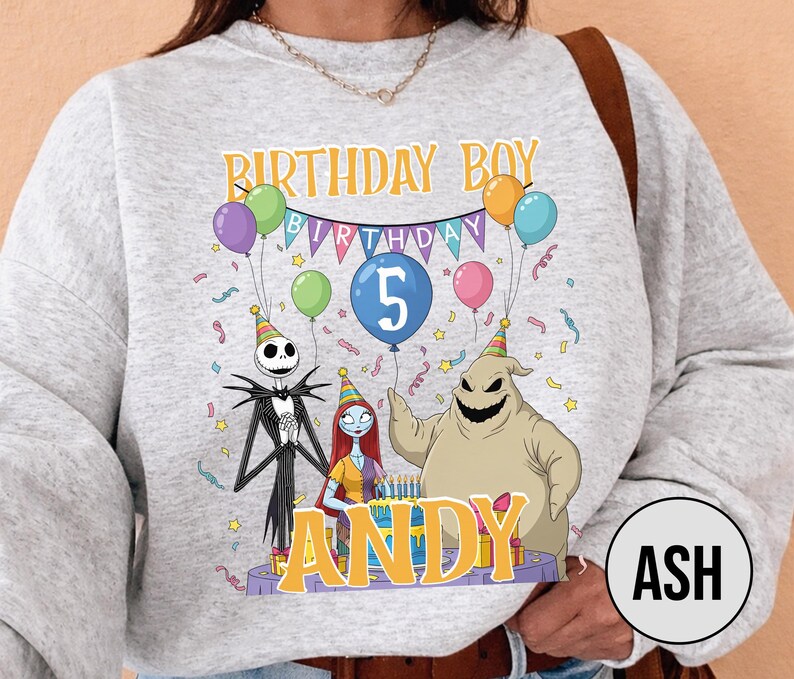 Personalized Nightmare Before Christmas Birthday Sweatshirt, Jack Skellington 5th Birthday Andy Sweatshirt, Disney Halloween Shirt JCPB06-2 bild 9