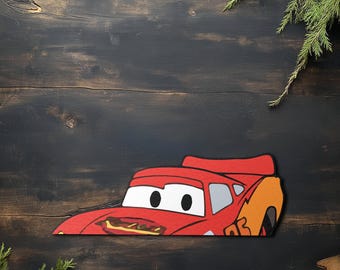 Calcomanía de McQueen Peeker para coche, Cars Pixar Peekaboo, vinilo para parachoques de ventana, pegatinas para amantes de Disney, para equipaje, portátil, pegatina para ventana de coche C1FZ19