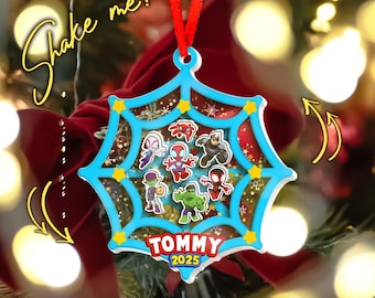 Personalized Spidey And His Amazing Friends Ornament Shaker, Spidey Christmas Shaker Ornament, Spidey Christmas Hanging Tree D2NW14
