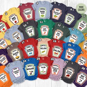 Group Condiments Shirts, Matching Condiment Halloween Costume Party Shirt, Friends Teachers Kids Tshirt, Adults Youth Ketchup BXJH42