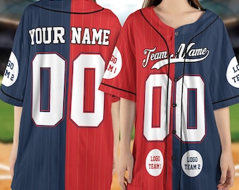 House Divided Baseball Jersey, Custom Any Team Logo Shirt, Sports Family Rivalry Jersey, Personalized Baseball Shirt JCUM09