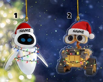 Adorno navideño personalizado de Disney Eve Wall-E, Adorno navideño de Eve, Adorno infantil, Regalo de Navidad para parejas, Adorno navideño BZKW40