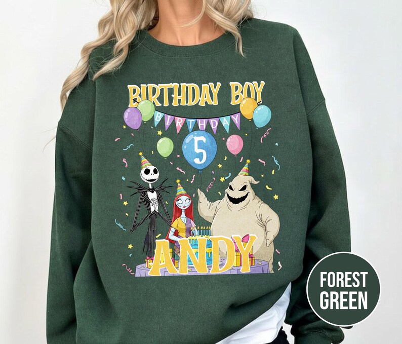 Personalized Nightmare Before Christmas Birthday Sweatshirt, Jack Skellington 5th Birthday Andy Sweatshirt, Disney Halloween Shirt JCPB06-2 bild 12