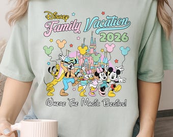 Disney 2026 Family Vacation Shirts, Mickey Castle 2026 Shirts, Disneyland Family Trip Shirt, Custom Mickey Trip Shirt C1NY08