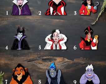 Disney Villains Peekaboo Peeker Peeking Car Window Decal, Bumper Waterproof Vinyl Sticker, Bad Witches Characters, Pack Stickers NGTJ17
