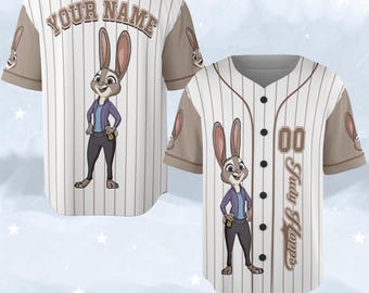 Custom Judy Hopps Zootopia Baseball Jersey, Disney Judy Hopps Jersey Shirt, Disneyland Birthday Gift, Disney Baseball Fan Lover Gift G5QA03