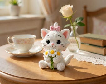 Multiple Marie Cat Crochet, Disney Aristocats Amigurumi, Handmade Bouquet Plush, Kitten Gift, Disney Fan Decor, Gift for Her Y-07032603