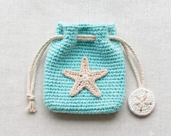 Multiple Crochet Mini Pouch Drawstring Coin Purse Handmade Small Makeup Bag Cute Coin Pouch Earbud Holder Summer Gift for Her Y-20052616C5