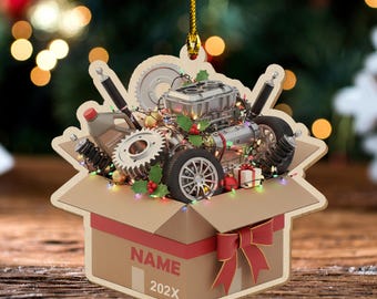 Personalized Mechanic Tool Box Ornament, Mechanic Repair Shop Christmas Decor, Tools Garage 2D Ornament, Christmas Gift for Mechanic NGWS09