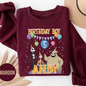 Personalized Nightmare Before Christmas Birthday Sweatshirt, Jack Skellington 5th Birthday Andy Sweatshirt, Disney Halloween Shirt JCPB06-2 bild 6