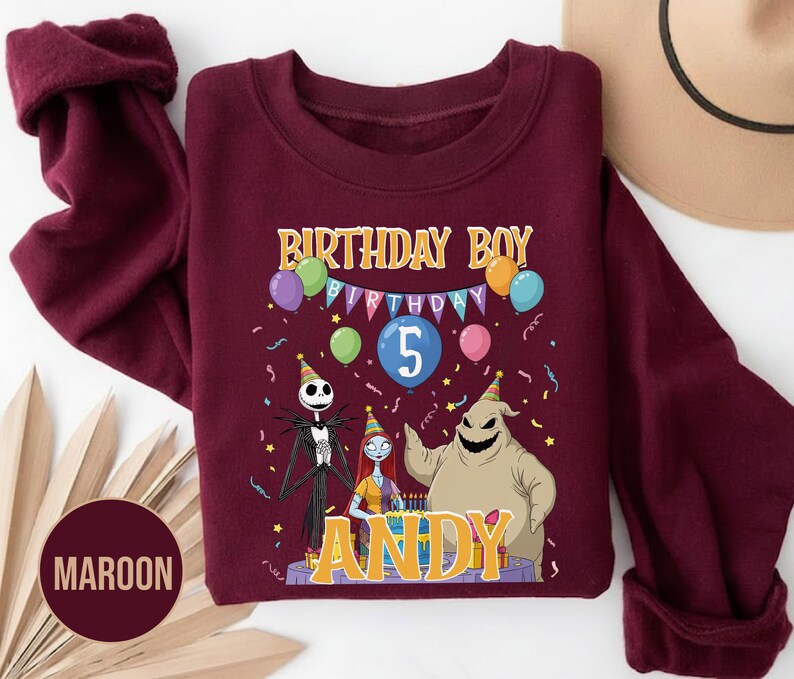 Personalized Nightmare Before Christmas Birthday Sweatshirt, Jack Skellington 5th Birthday Andy Sweatshirt, Disney Halloween Shirt JCPB06-2 bild 6