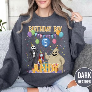 Personalized Nightmare Before Christmas Birthday Sweatshirt, Jack Skellington 5th Birthday Andy Sweatshirt, Disney Halloween Shirt JCPB06-2 bild 1