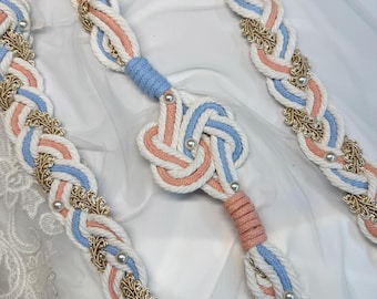 Cordón para la ceremonia de unión de manos, cuerda trenzada, cinta celta para la unión de manos, longitud y dijes personalizados, recuerdo nupcial, cuerda para la boda.