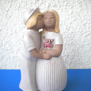 JIE Gantofta Sweden Kissing Couple Figurines, Edit Risberg MCM Pottery