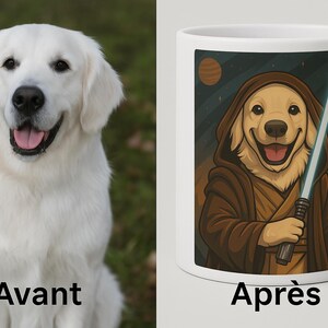 Mug personnalisé portrait animal – Style au choix : cartoon, cinéma, série, jeux vidéo, célébrité
