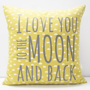 Pillow Cover - I love you to the moon and back Pillow Cover, 20x20,  lime green dots