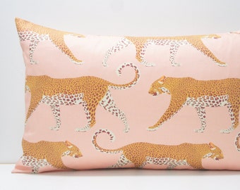 Pillow Cover - Patchwork Pillow Cover, 16x24, leopards in blush pink