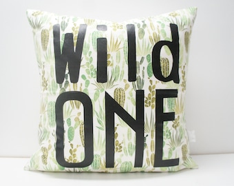 SALE — Pillow Cover - WILD ONE Pillow Cover, 20x20, green cactus