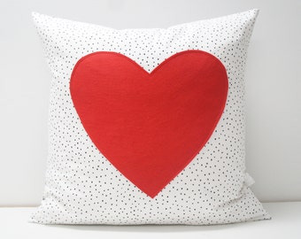 Heart Handmade Pillow Moon milkydarts Home Upcycled Fabric Eco-friendly Cushion