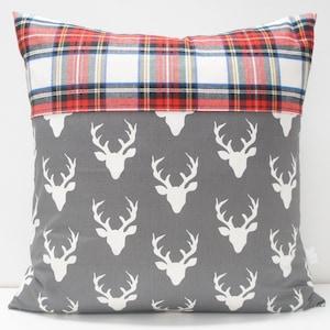 Pillow Cover - Holiday Patchwork Pillow Cover, 20x20, winter, Christmas, plaid, tartan, buck head