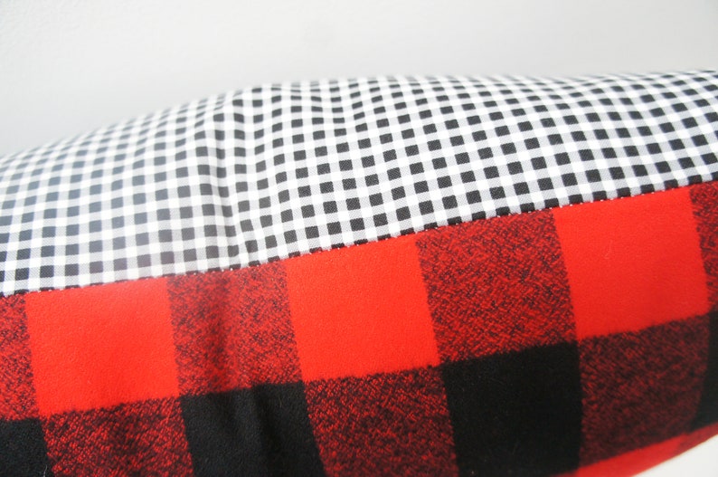 Antler Pillow Cover, 20x20, Buffalo plaid, red and black check with felt antler applique, christmas, holiday, cabin, cottage image 5