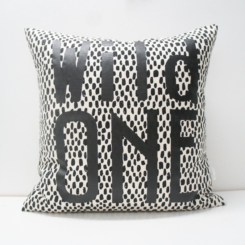 SALE Pillow Cover WILD ONE Pillow Cover, 20x20, Black dots, monochrome image 1