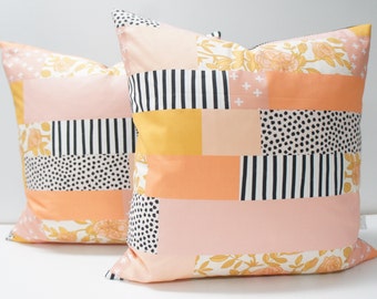 Patchwork Pillow Cover 20x20 – Vintage Mod Design