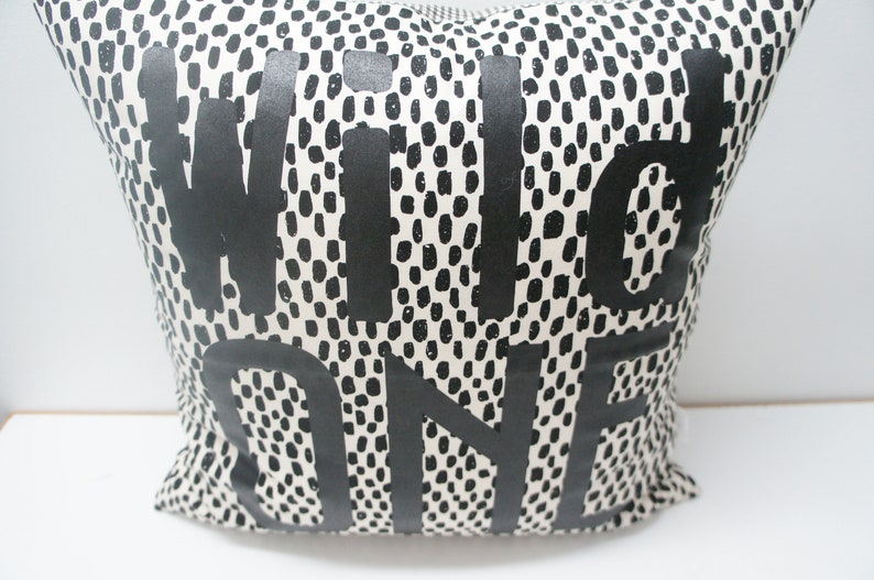 SALE Pillow Cover WILD ONE Pillow Cover, 20x20, Black dots, monochrome image 3