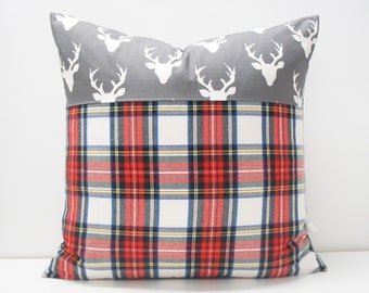 Patchwork Karierter Kissenbezug – Holiday Tartan Buck Print, 20x20