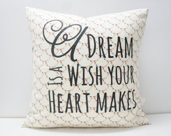 SALE — Pillow Cover - A dream is a wish your heart makes Pillow, 20x20, rainbow pennants