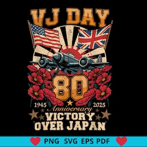 Koszulka z okazji 80. rocznicy Dnia Zwycięstwa nad Japonią w II wojnie światowej (1945-2025), flaga Union Jack, flagi amerykańskie i brytyjskie, patriotyczna koszulka pamiątkowa