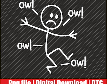 Dibujo divertido de personaje Ow Ow Ow en formato PNG / Descarga digital / DTG y DTF listos para imprimir en camisetas, sudaderas y sudaderas