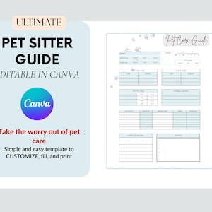 Dog Sitter Instructions Editable Canva Template | Pet Sitting Form |Dog Sitting Form | Pet Boarding |Pet Care Instructions |Pet Sitter Notes