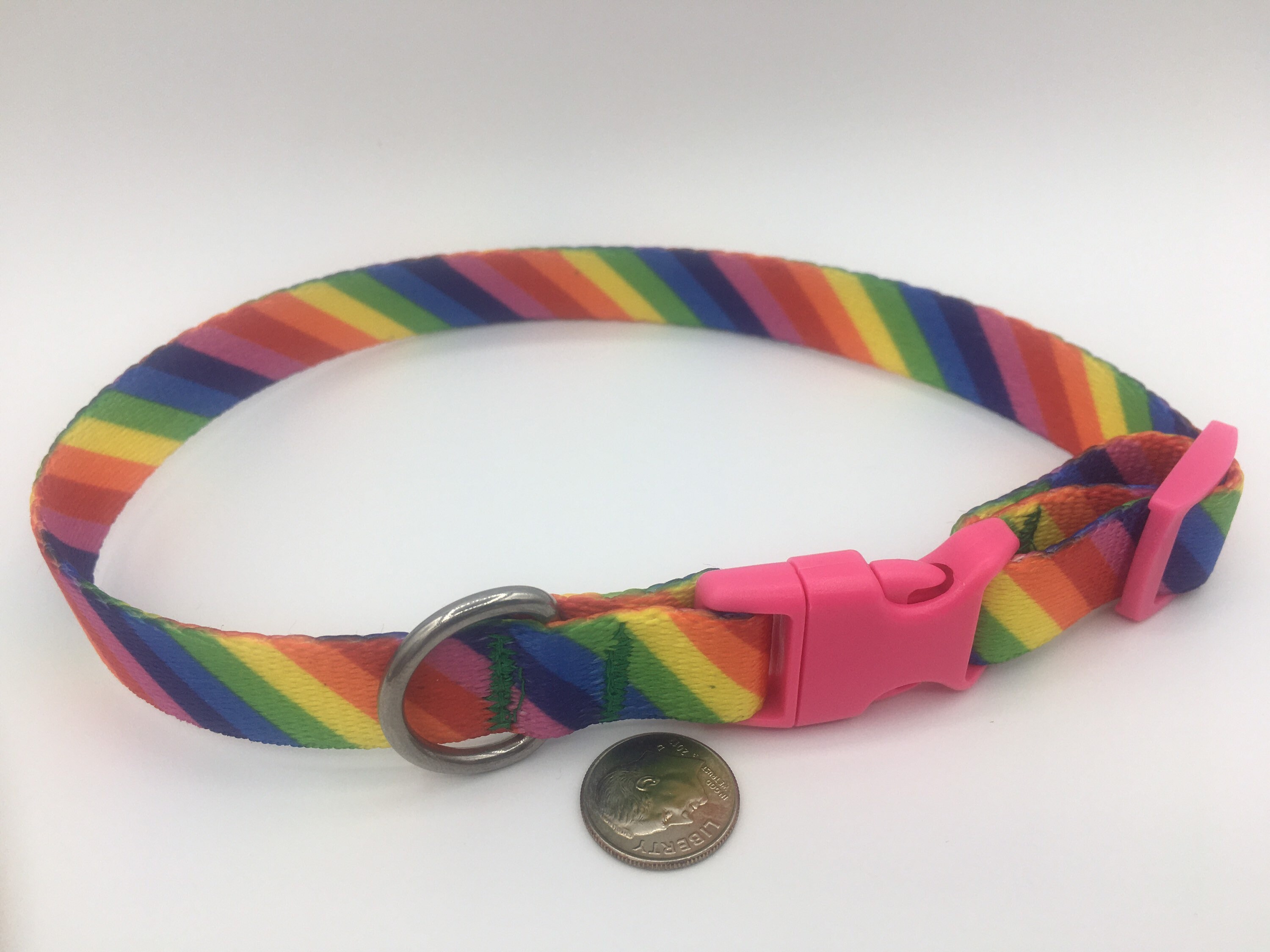 RAINBOW DOG COLLAR available in sizes xxs to xl with a pretty Etsy