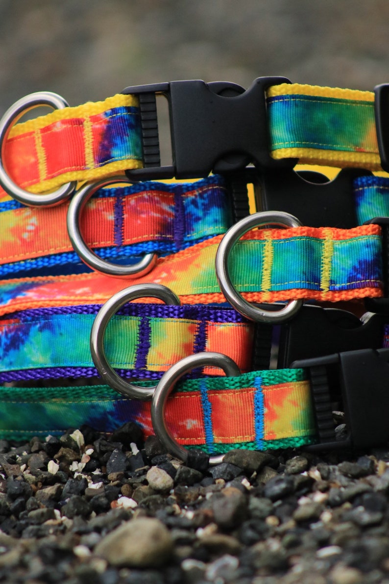 TIE DYE COLLAR rainbow dog collar with custom color 1 Etsy