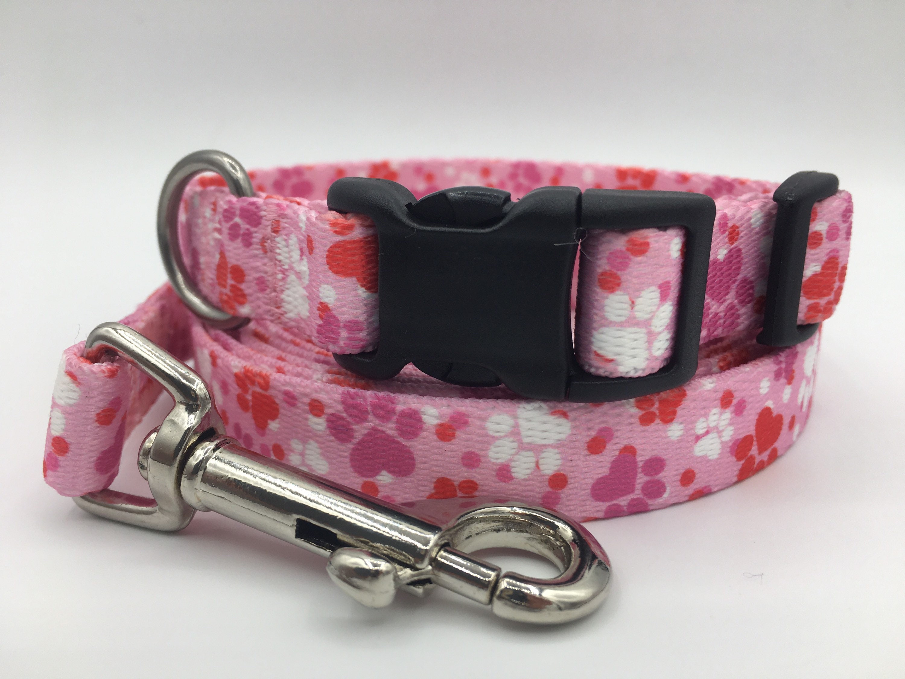 PINK COLLAR & LEASH set cute dog collar for girl girly dog Etsy